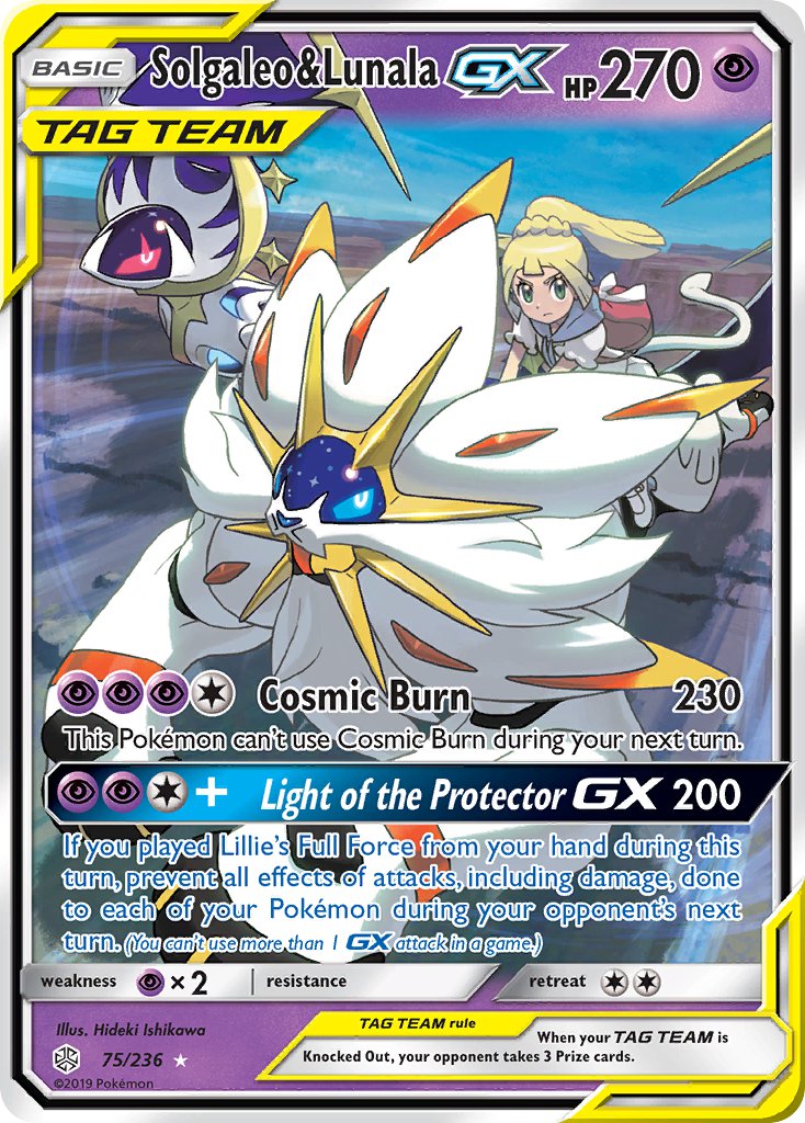 Solgaleo & Lunala GX - 075/236 (CEC) Ultra Rare - Near Mint Holofoil