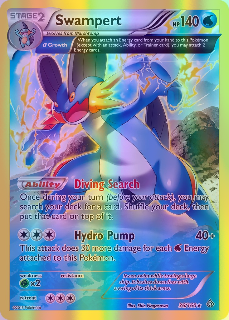 Swampert (Alpha) - 036/160 (PRC) Holo Rare - Near Mint Reverse Holofoil