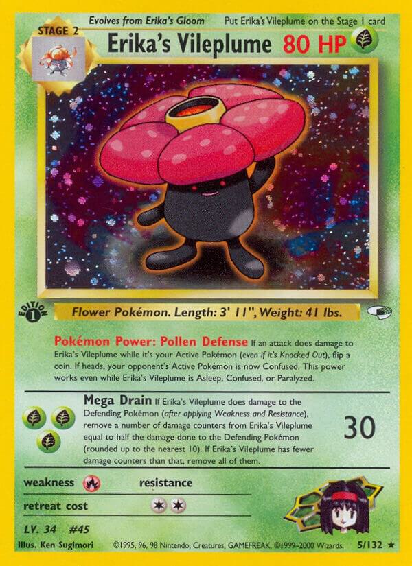 Erika's Vileplume - 005/132 (G1) Holo Rare - 1st Edition Moderately Played