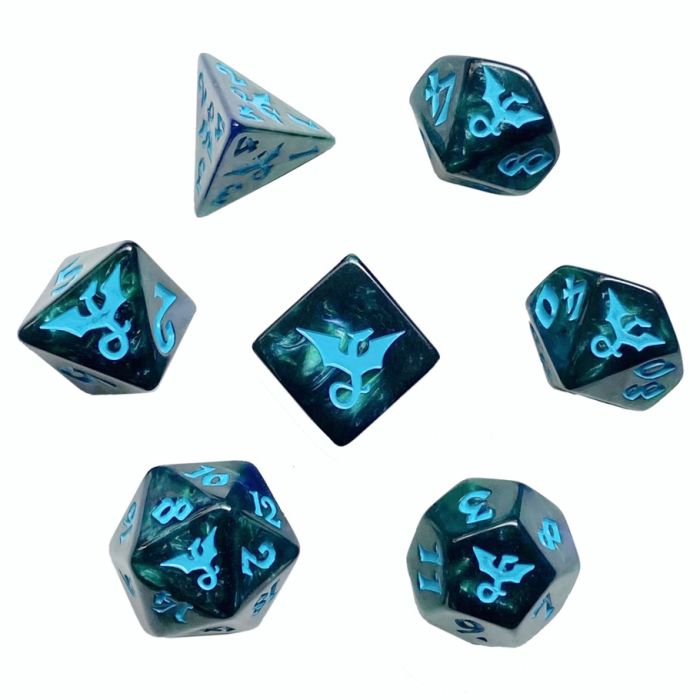 Dragon Dice 7-Set Swirl: Dragon Sea