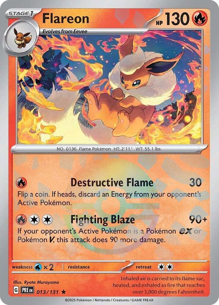 Flareon (Poke Ball Pattern) - 013/132 (PRE) Rare - Near Mint Holofoil