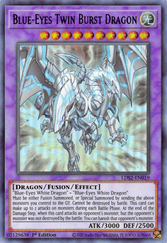 Blue-Eyes Twin Burst Dragon (LDS2-EN019) 1st Edition Rare (green) Near Mint