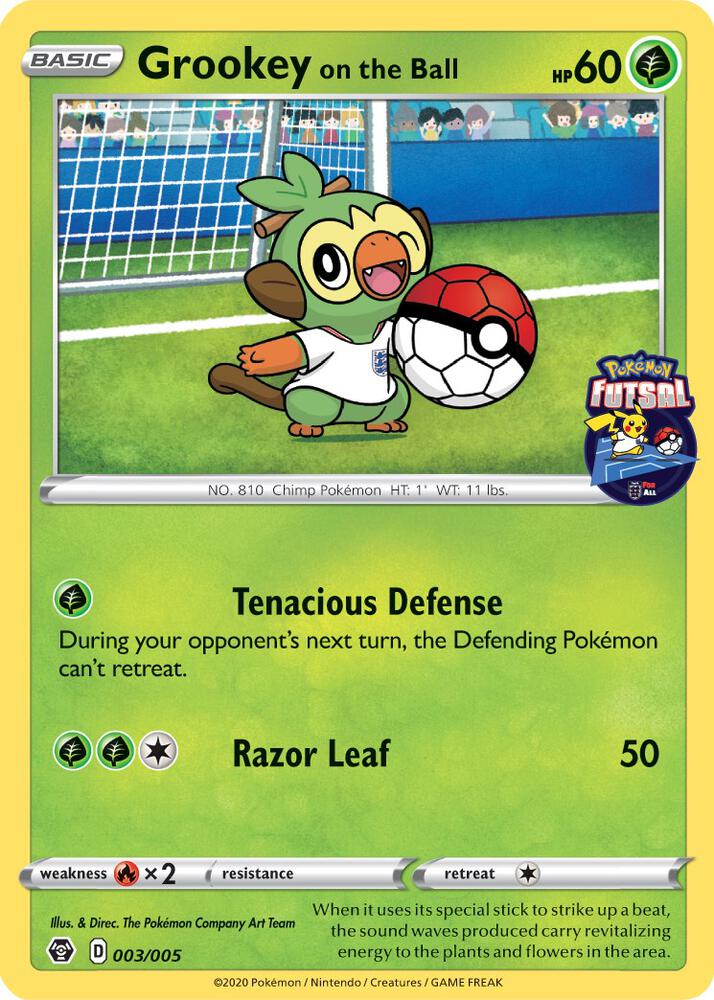 Grookey on the Ball- 003/005 (MCAP) Promo - Near Mint (Pokemon Futsal Promo)