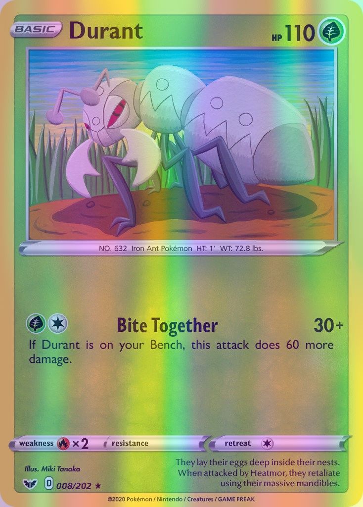 Durant - 008/202 (SWSH01) Rare - Near Mint Reverse Holofoil