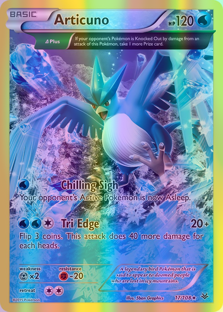 Articuno (Delta) - 017/108 (ROS) Rare - Near Mint Reverse Holofoil