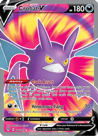 Crobat V (Full Art) - 182/189 (SWSH03) Ultra Rare - Near Mint Holofoil