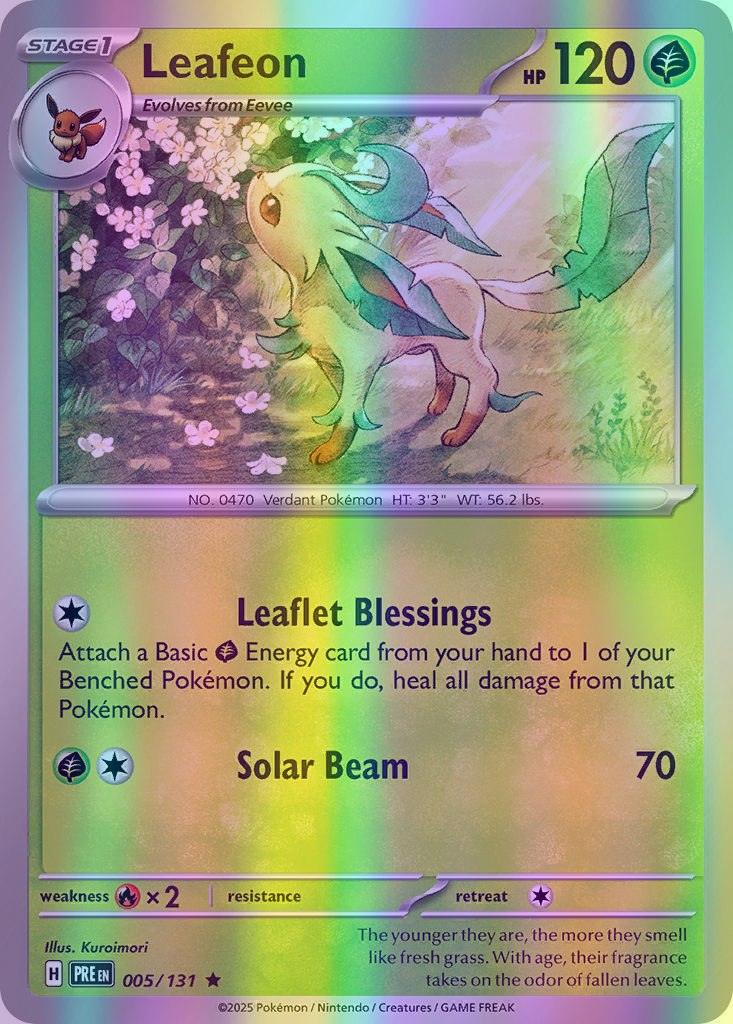 Leafeon - 005/131 (PRE) Rare - Near Mint Reverse Holofoil