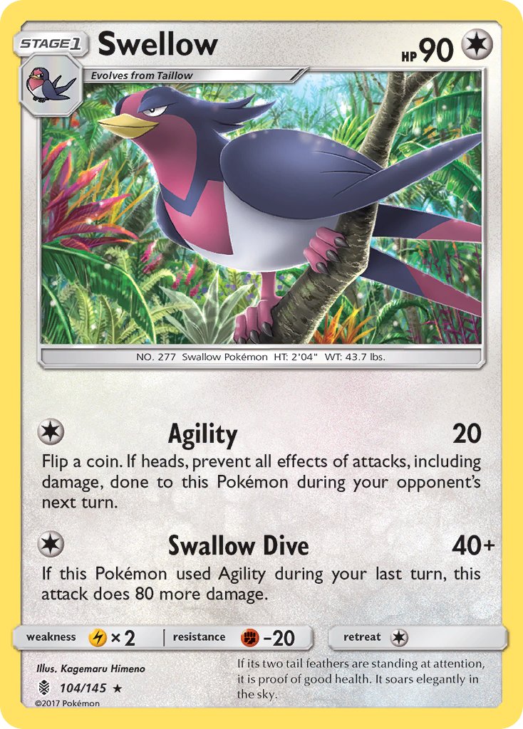 Swellow - 104/145 (SM:GRI) Rare - Near Mint