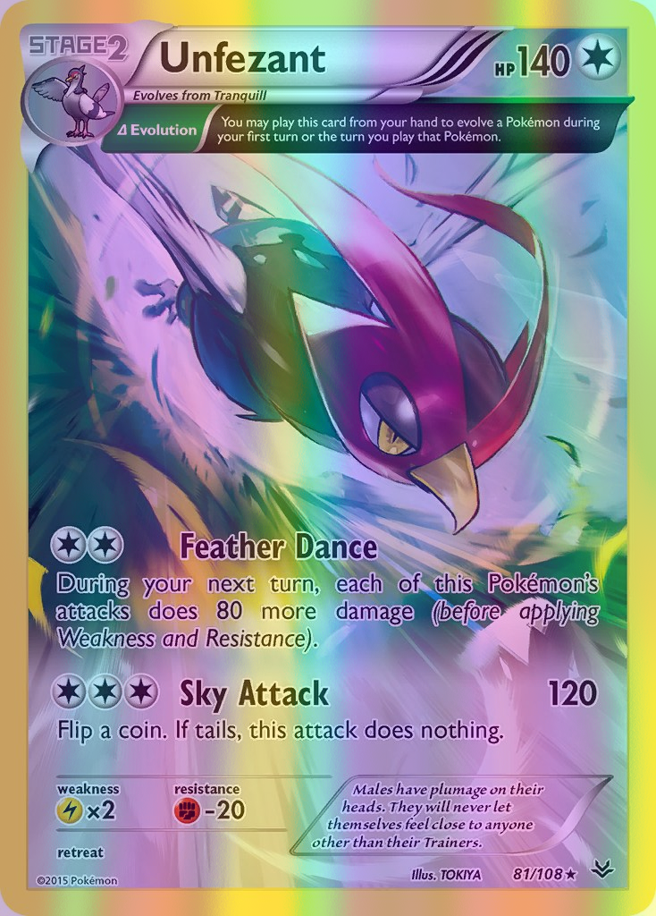 Unfezant (Delta) - 081/108 (ROS) Rare - Near Mint Reverse Holofoil