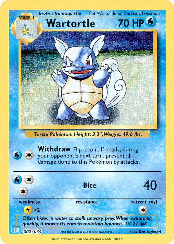 Wartortle - 002/034 (TCG:CLB) Classic Collection - Near Mint Holofoil