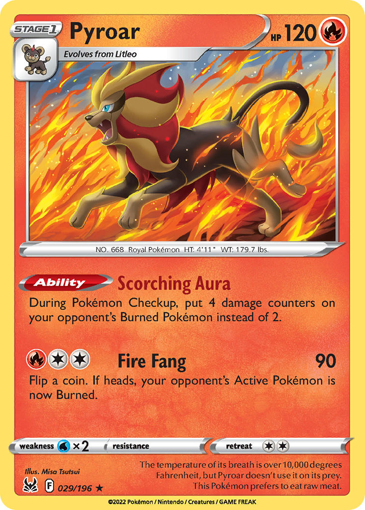Pyroar - 029/196 (SWSH11) Holo Rare - Near Mint Holofoil