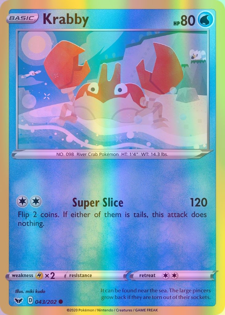 Krabby - 043/202 (SWSH01) Common - Near Mint Reverse Holofoil