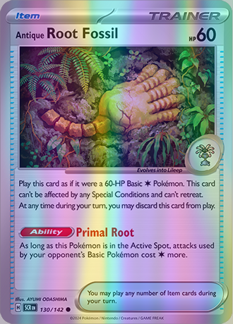 fossil 157【値引き対応可能】 Antique Root Fossil - 130/142 (SCR) Common - Near Mint Reverse Holo