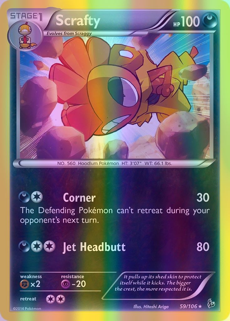 Scrafty - 059/106 (FLF) Rare - Near Mint Reverse Holofoil