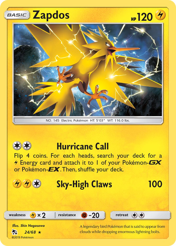 Zapdos - 24/68 (HIF) Holo Rare - Near Mint Holofoil