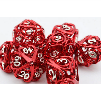 Hollow Hearts: Red - Metal RPG Dice Set