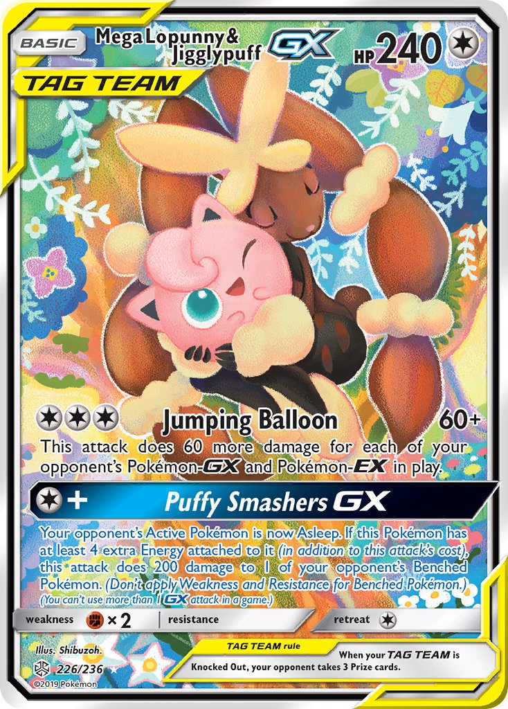 Mega Lopunny & Jigglypuff GX (Alternate Full Art) - 226/236 (CEC) Ultra Rare - Near Mint Holofoil