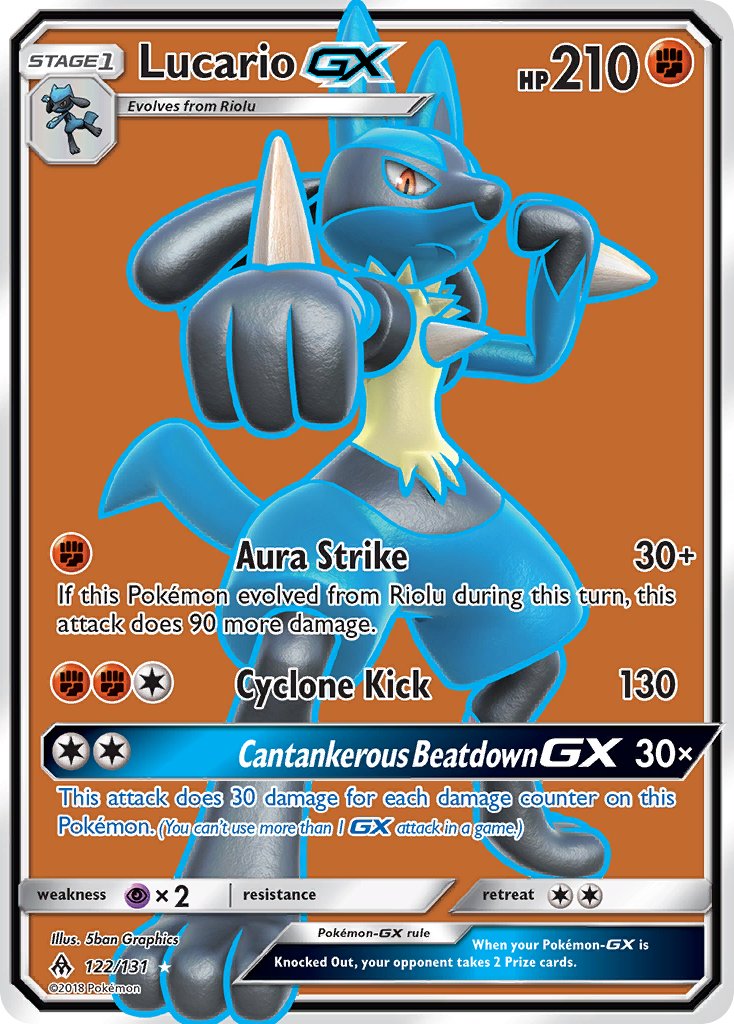 Lucario GX (Full Art) - 122/131 (FLI) Ultra Rare - Near Mint Holofoil