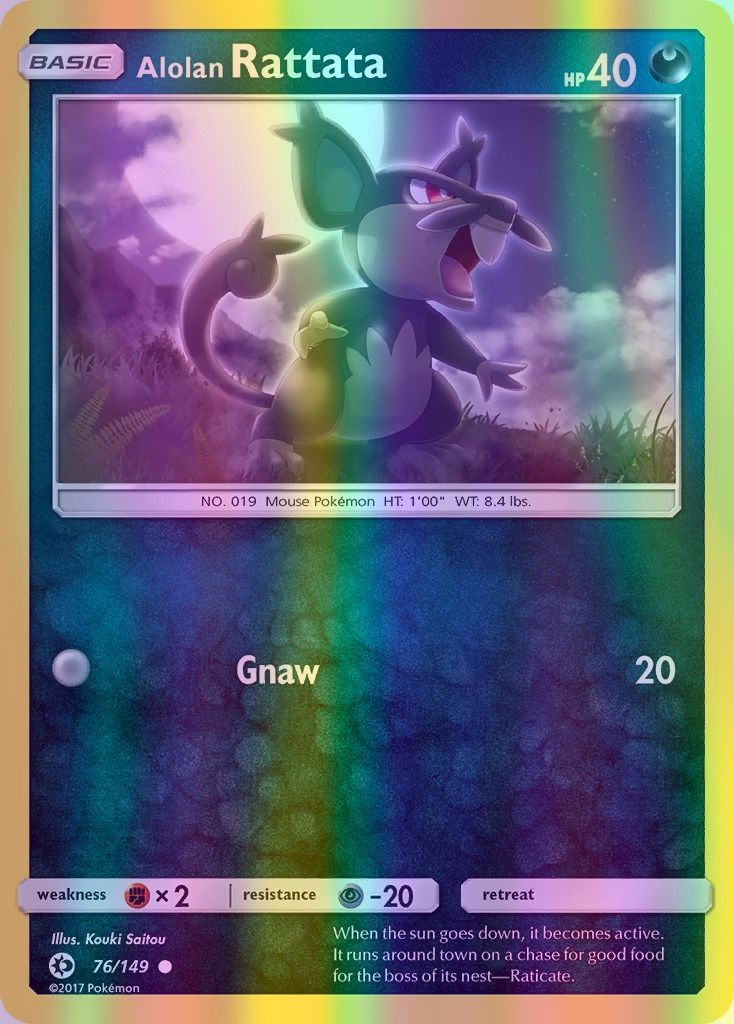 Alolan Rattata - 076/149 (SM01) Common - Near Mint Reverse Holofoil