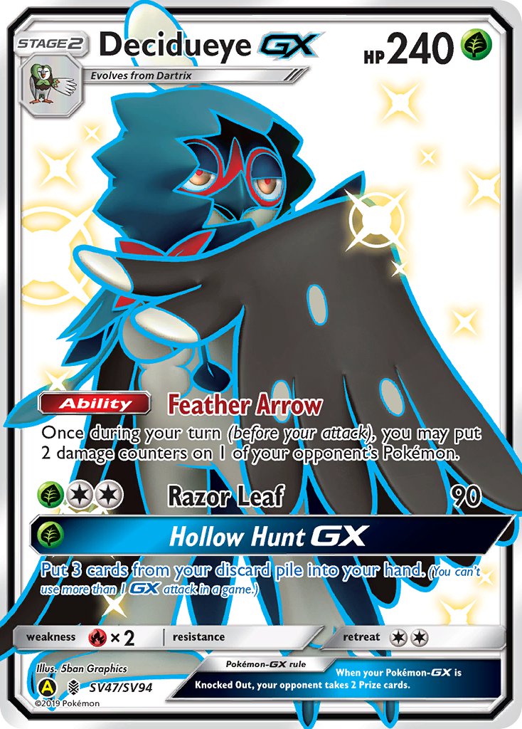 Decidueye GX - SV47/SV94 (HIF:SV) Shiny Holo Rare - Near Mint Holofoil