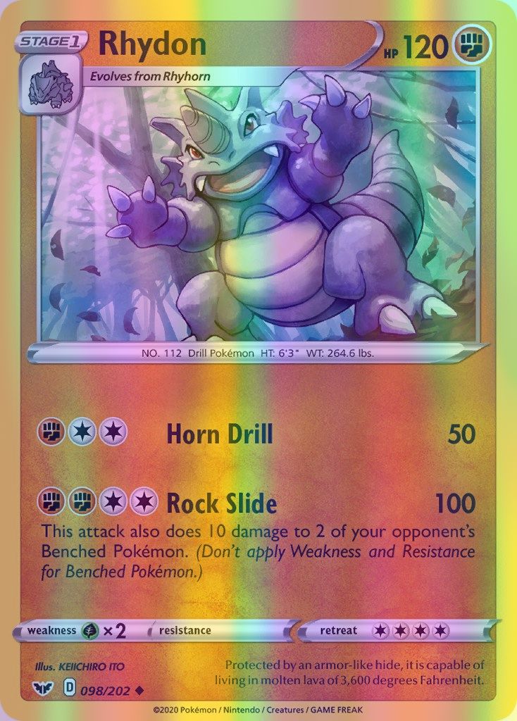 Rhydon - 098/202 (SWSH01) Uncommon - Near Mint Reverse Holofoil