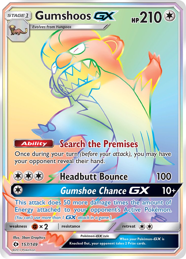 Gumshoos GX (Secret) - 157/149 (SM01) Secret Rare - Near Mint Holofoil
