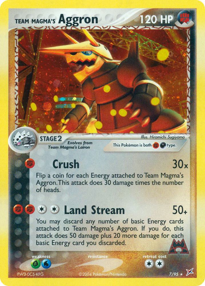 Team Magma's Aggron -07/95 (MA) Holo Rare - Light Play Holofoil