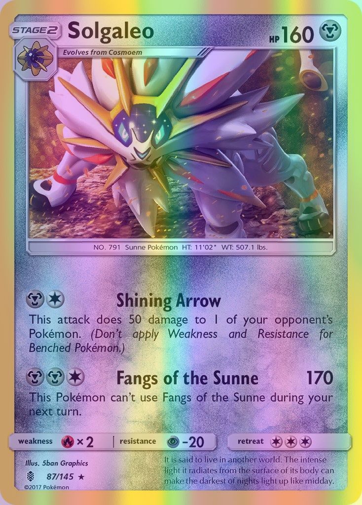 Solgaleo - 087/145 (SM:GRI) Rare - Near Mint Reverse Holofoil