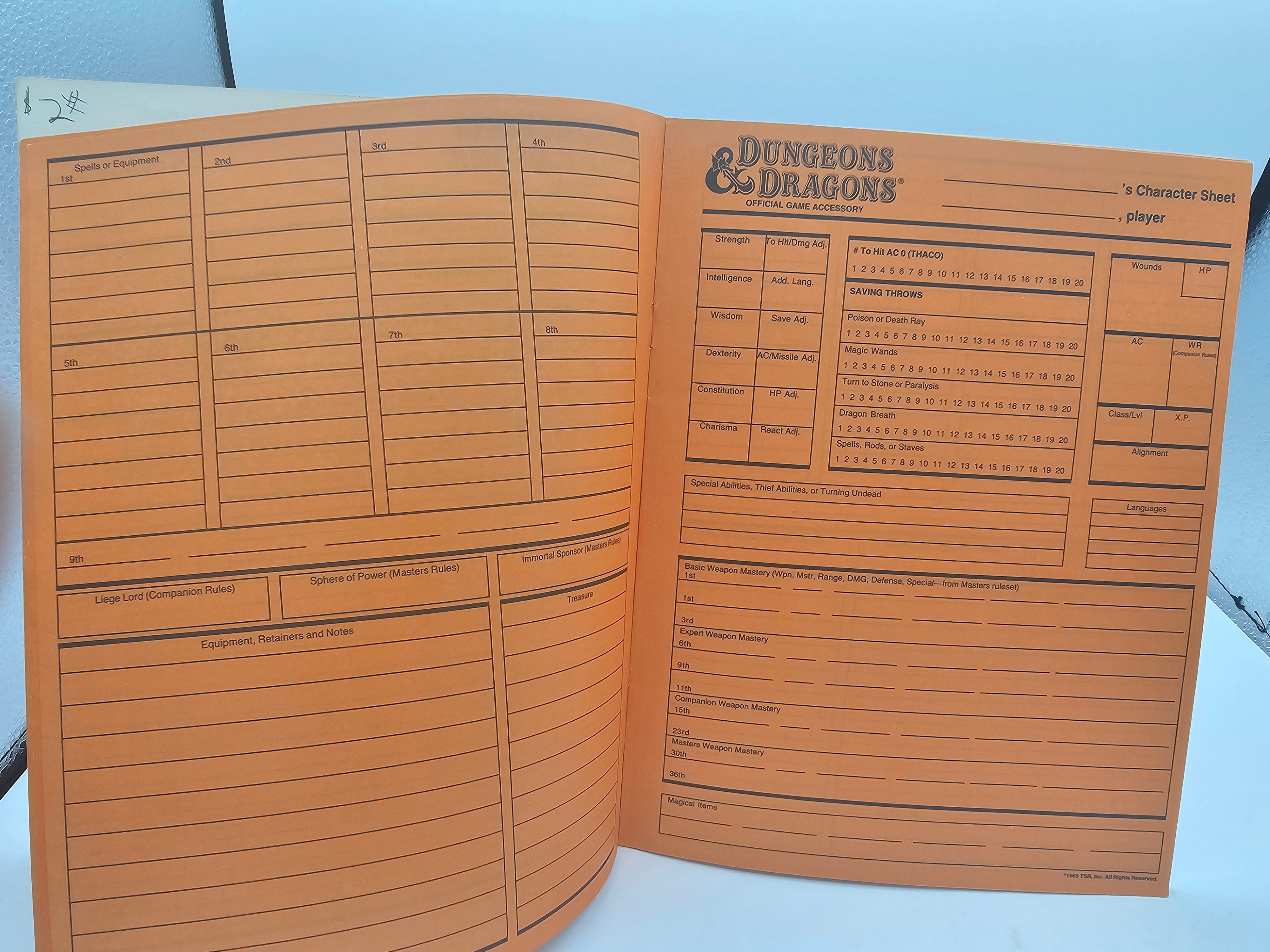 D&D Player Character Record Sheet (Blank) (Used)