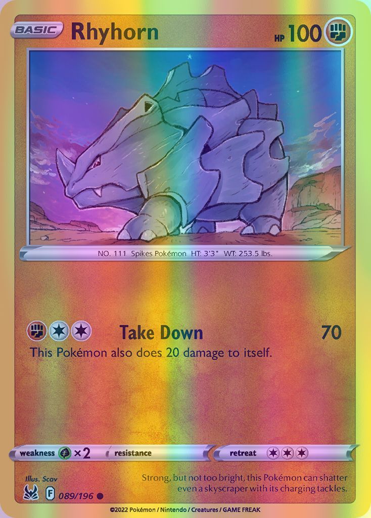 Rhyhorn - 089/196 (SWSH11) Common - Near Mint Reverse Holofoil