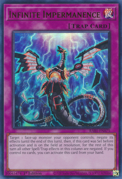 Infinite Impermanence (RA01-EN075) Prismatic Ultimate Rare - Near Mint 1st Edition