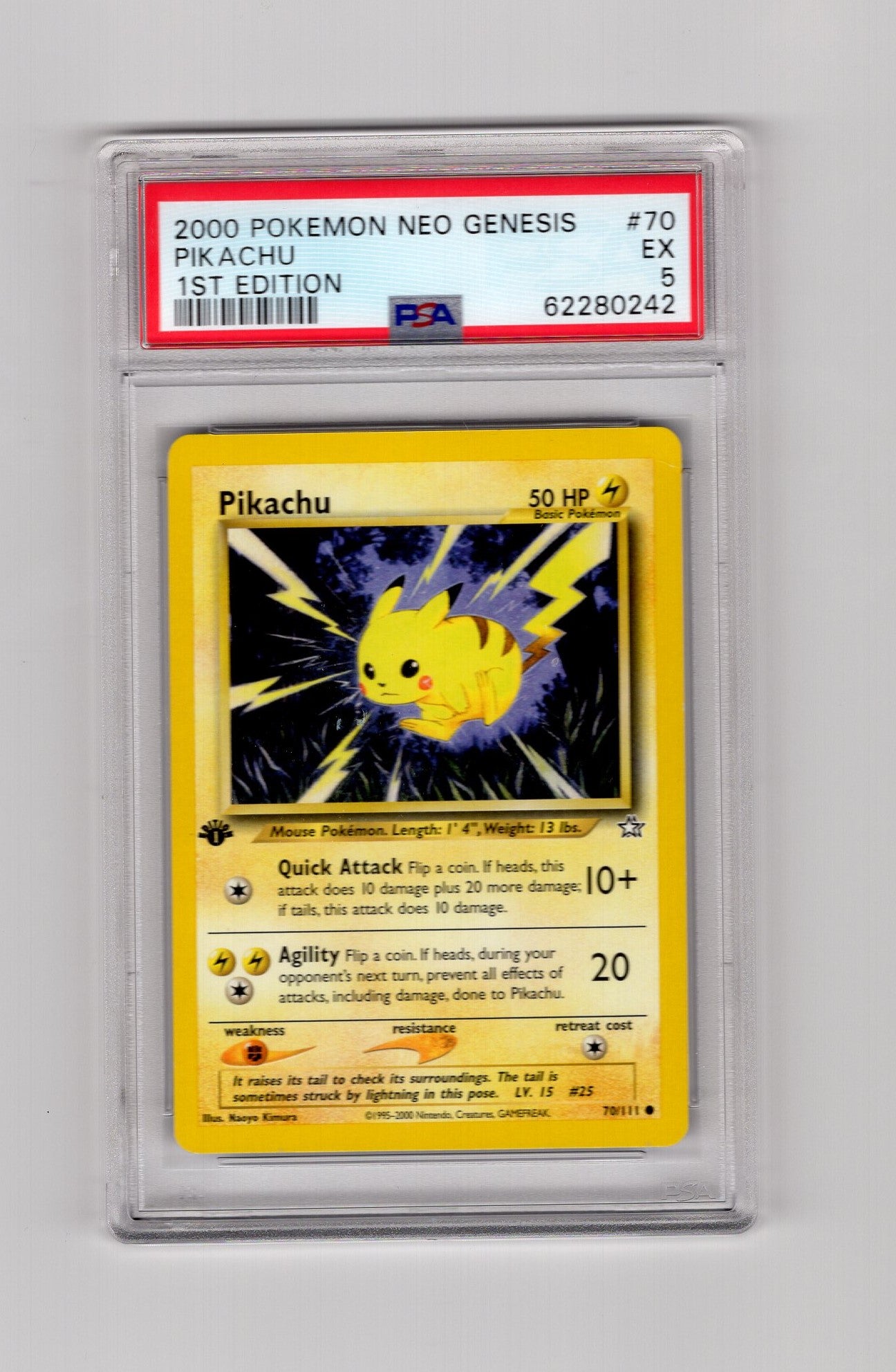 Pikachu - 070/111 (N1) Common - 1st Edition Heavy Play (Graded - PSA 5