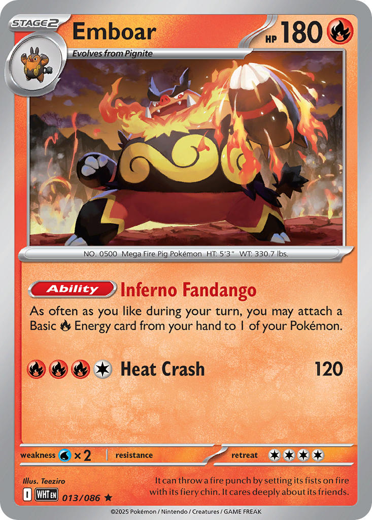 Emboar (Master Ball Pattern) - 013/086 (WHT) Rare