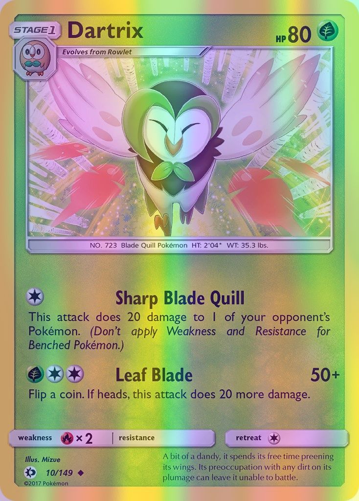 Dartrix - 010/149 (SM01) Uncommon - Near Mint Reverse Holofoil