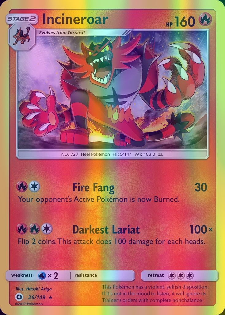 Incineroar - 026/149 (SM01) Rare - Near Mint Reverse Holofoil