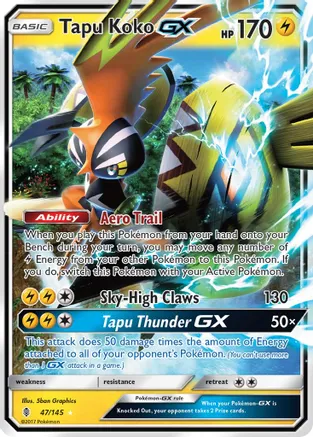 Tapu Koko GX - 047/145 (SM:GRI) Ultra Rare - Near Mint Holofoil