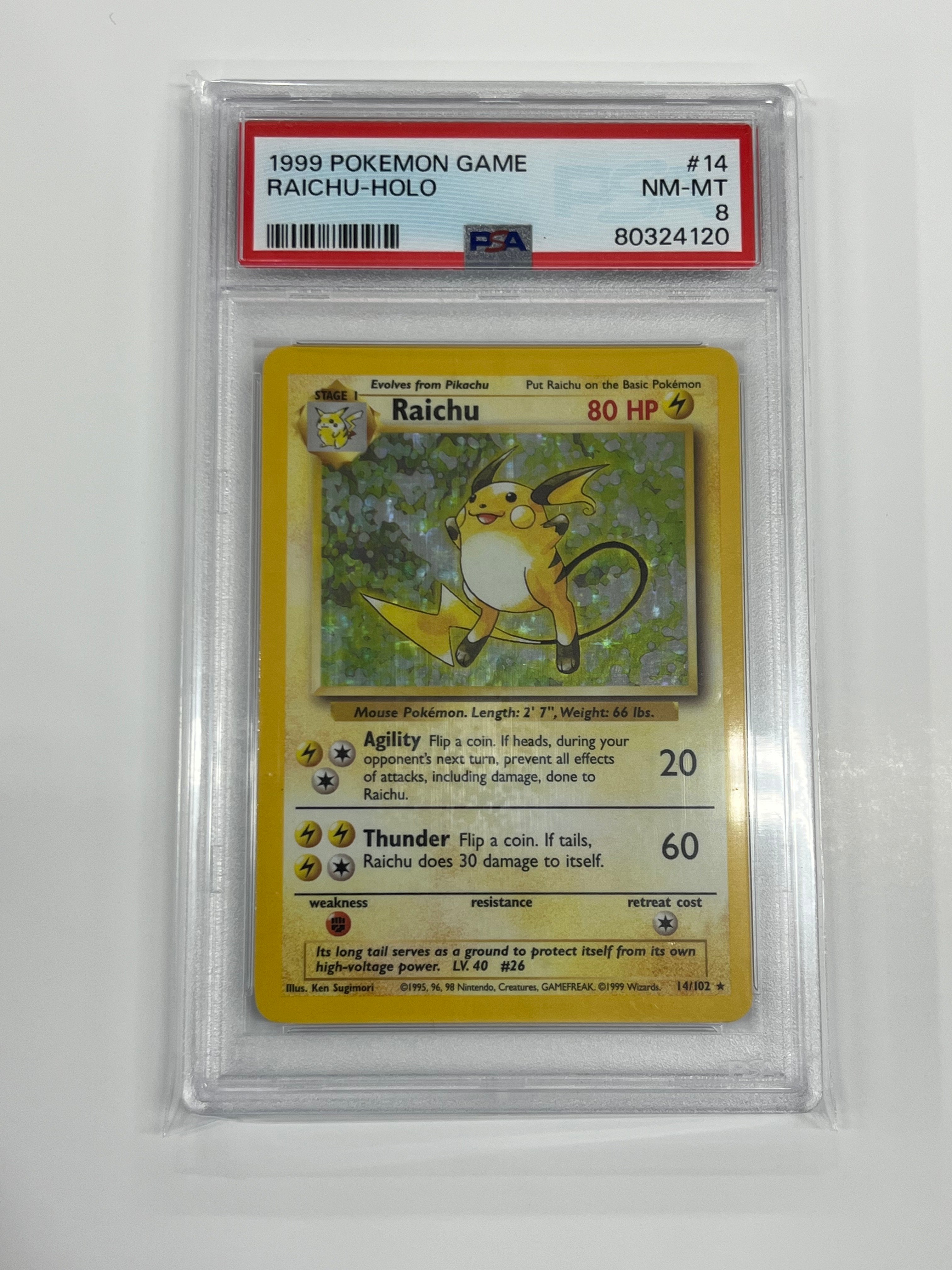 Raichu - 014/102 (BS) Holo Rare Near Mint Unlimited (Graded - PSA 8)