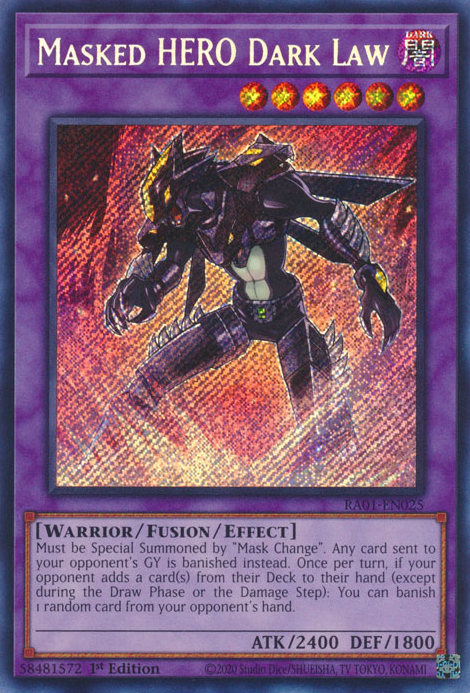 Masked HERO Dark Law (RA01-EN025) Secret Rare - Near Mint 1st Edition