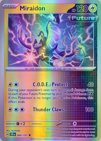 Miraidon - 069/191 (SSP) Uncommon - Near Mint Reverse Holofoil Miraidon - 069/191 (SSP) Uncommon - Near Mint Reverse Holofoil