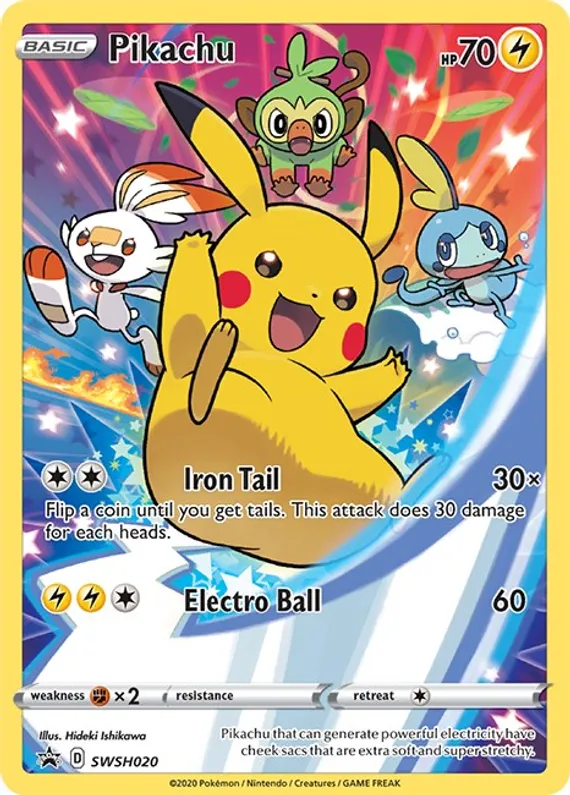 Pikachu - SWSH020 (SWSH:PR) Promo - Heavily Played Holofoil