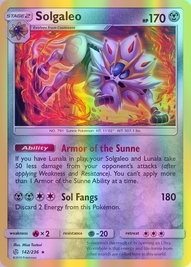 Solgaleo - 142/236 (CEC) Holo Rare - Near Mint Reverse Holofoil