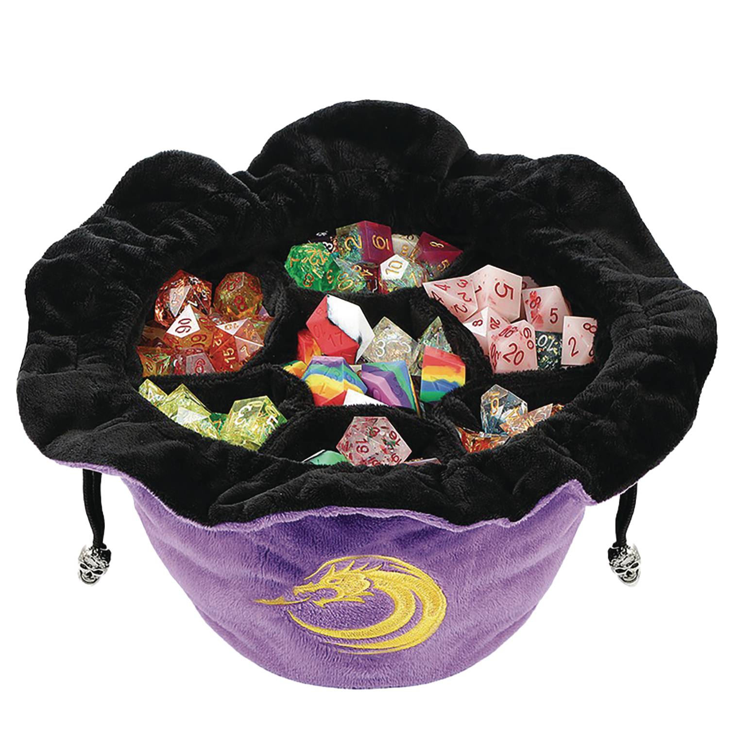 DRAWSTRING PURPLE SECTIONAL DICE POUCH
