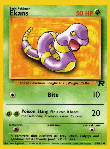 Ekans - 56/82 (TR) Uncommon Unlimited Near Mint