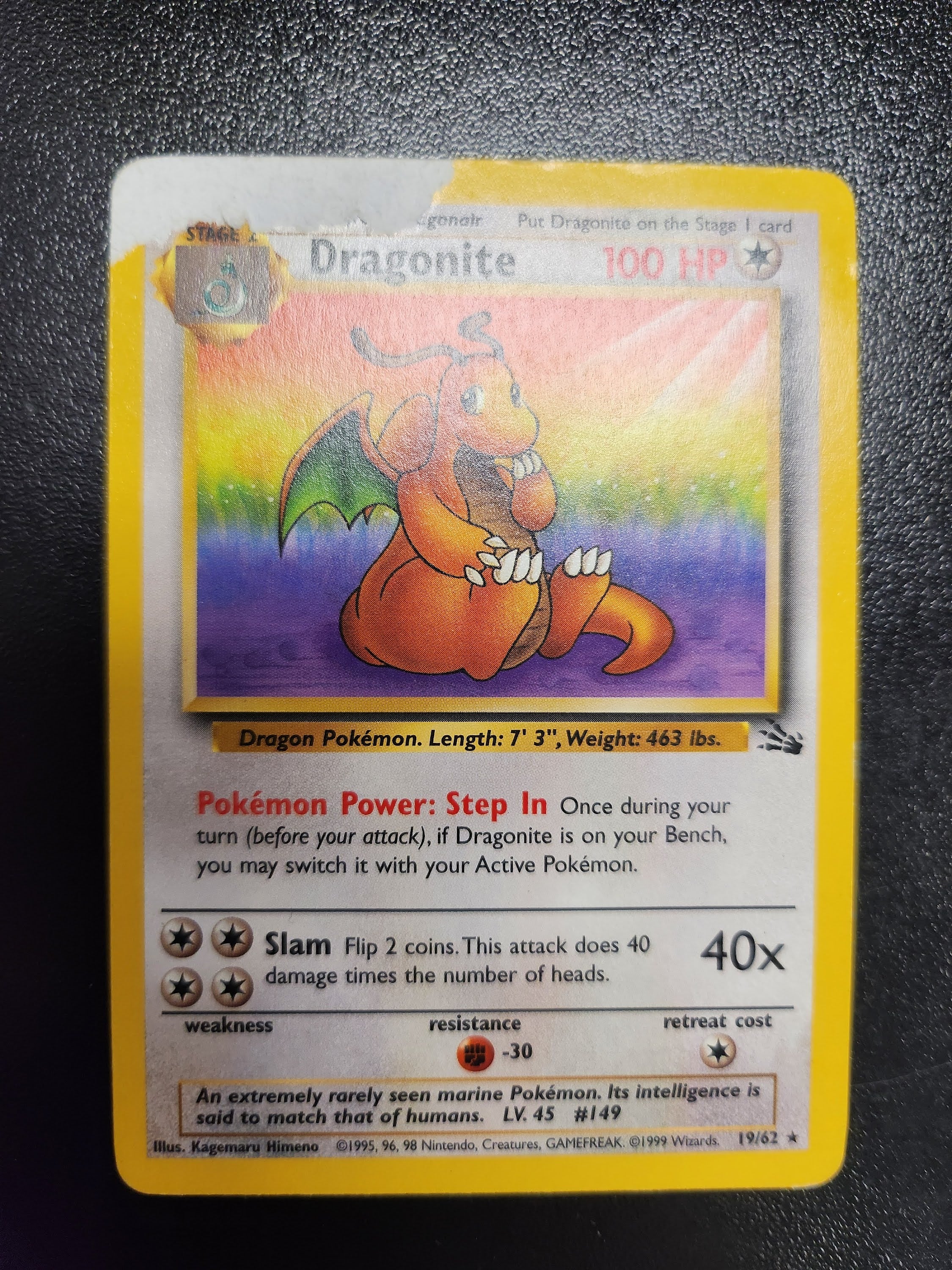 Dragonite - 19/62 (FO) Rare - Damaged Unlimited