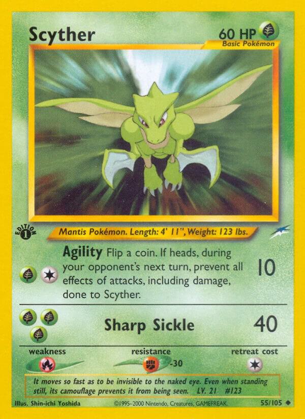 Scyther - 55/105 (N4) Uncommon - Moderate Play 1st Edition