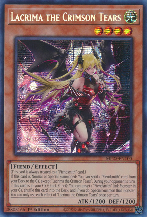 Lacrima the Crimson Tears (MP25-EN100) Prismatic Secret Rare Near Mint 1st Edition