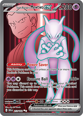 Team Rocket's Mewtwo ex - 213/182 (DRI) Ultra Rare