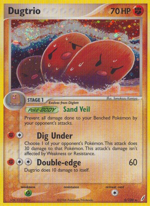 Dugtrio - 005/100 (CG) Holo Rare - Moderately Unlimited Holofoil