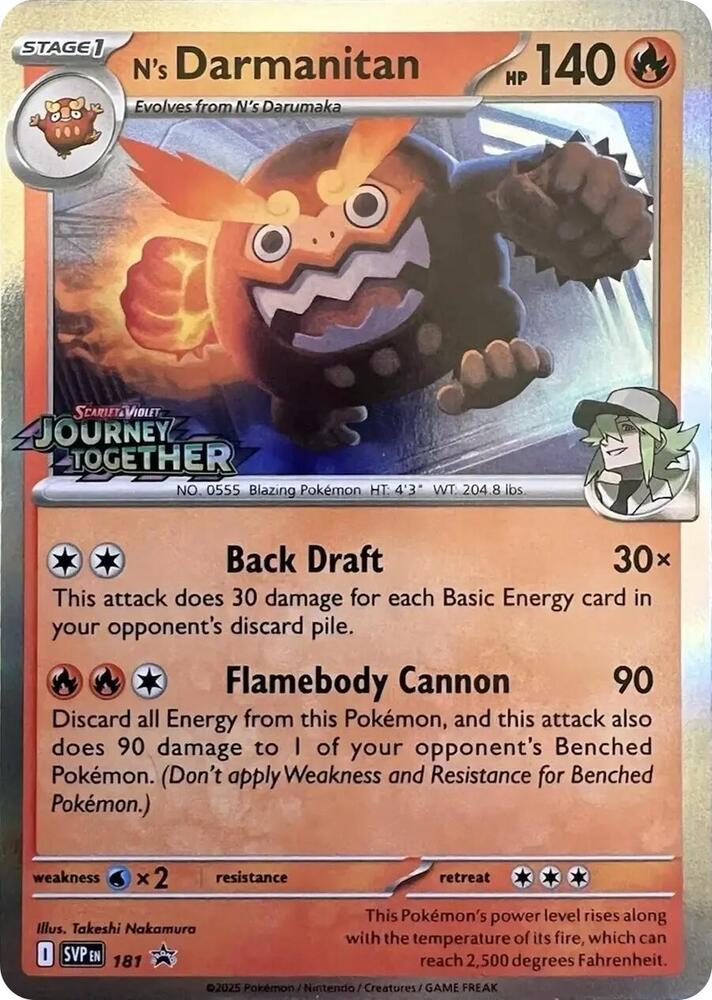 N's Darmanitan - 181 (JTG) Promo - Near Mint Holofoil