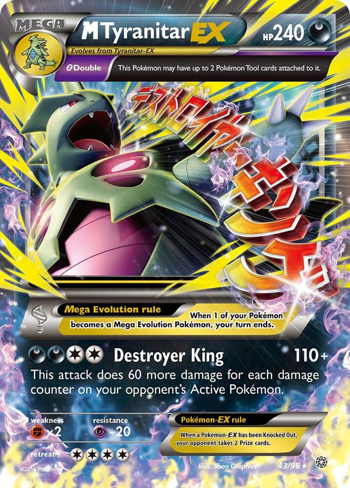M Tyranitar EX - 043/098 (AOR) Ultra Rare - Light Play Holofoil